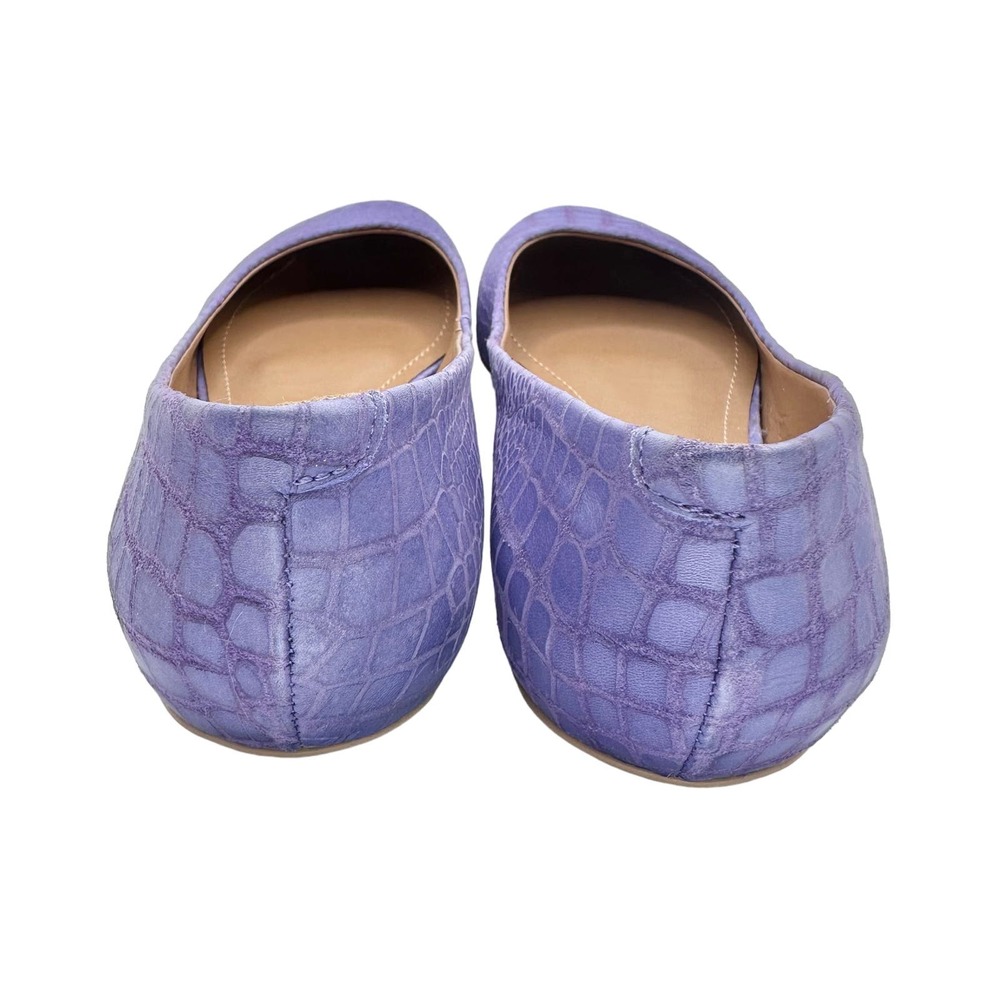 Masiero | Women | Lavender Croc Embossed Round Toe Leather Flats | Size 7 - Picture 3 of 11